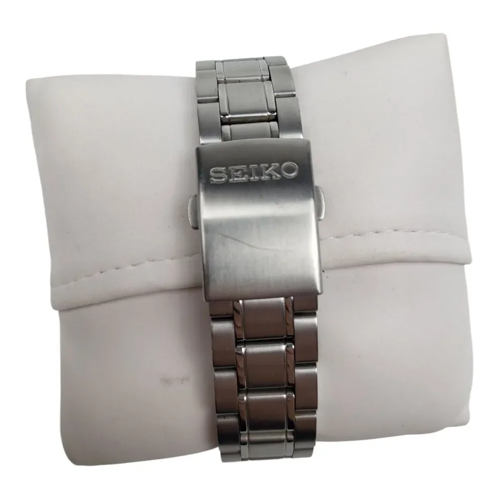 Seiko Chronograph Watch 4T57-00B0 Quartz Black Face Stainless Steel Band Working
